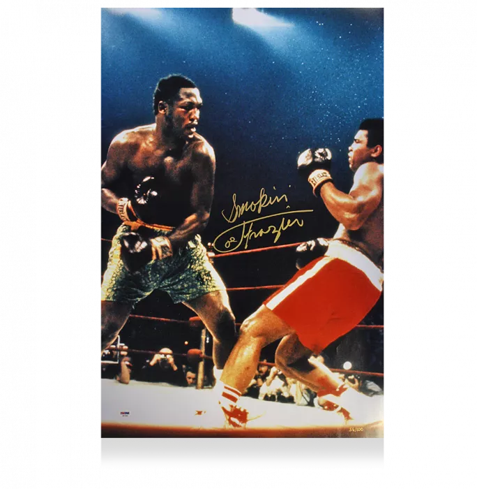 Joe Frazier Signed Photo: Muhammad Ali Knock Down