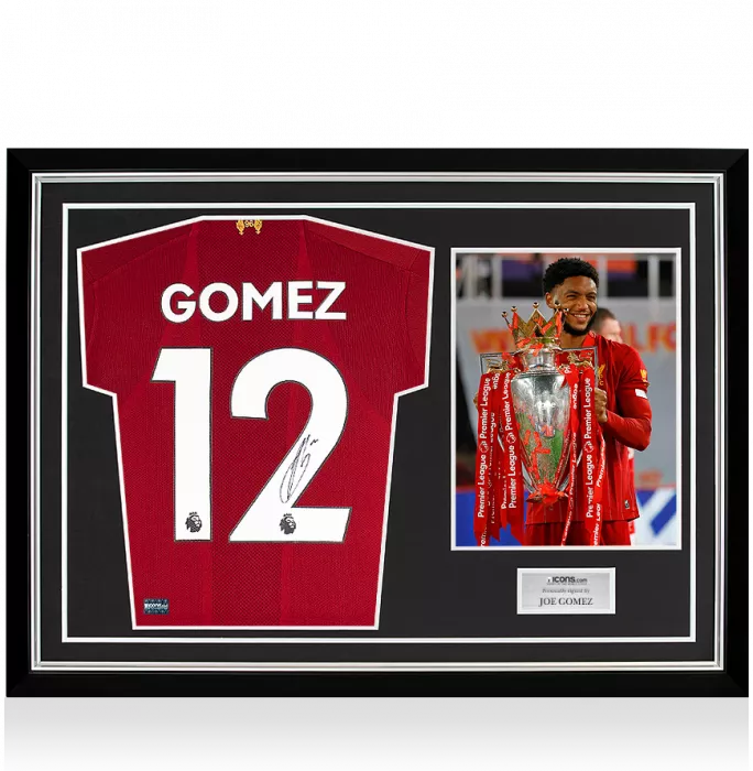 Joe Gomez Back Signed Liverpool 2019-20 Home Shirt In Hero Frame: Option 1