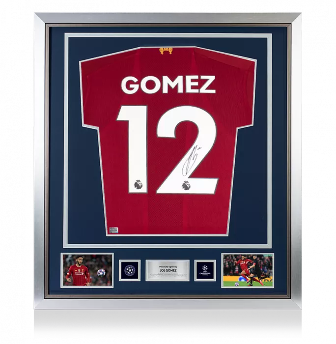 Joe Gomez Official UEFA Champions League Back Signed and Framed Liverpool 2019-20 Home Shirt