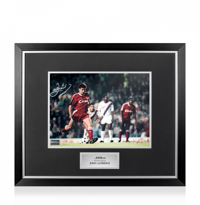 John Aldridge Signed Liverpool FC Photo In Premium Photo Frame: Reds Legend