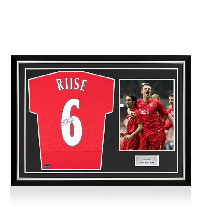 John Arne Riise Back Signed Liverpool FC 2005 Home Shirt In Hero Frame: Option 1