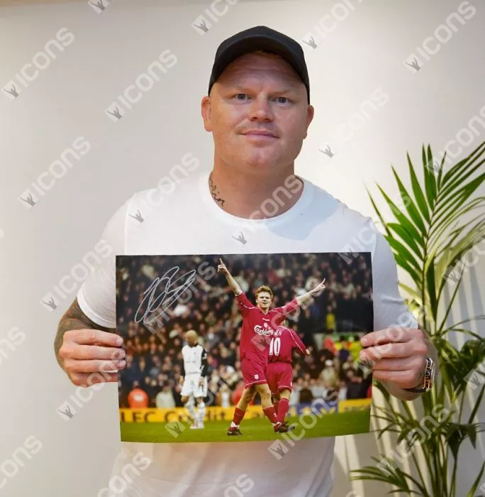 John Arne Riise Signed Liverpool FC Photo In Black Wooden Frame: Iconic Goal Vs Manchester United
