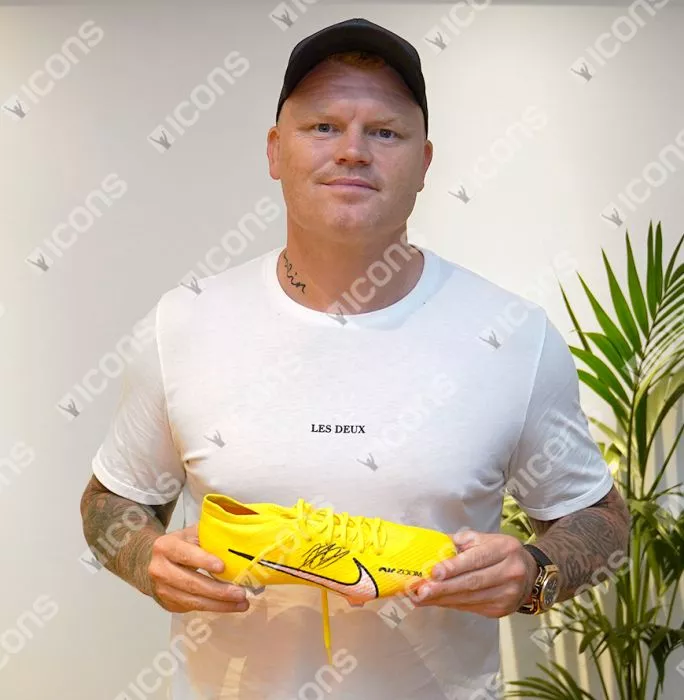 John Arne Riise Signed Yellow Nike Mercurial Boot In Bubble Frame: Option 1