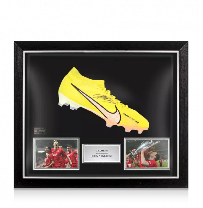 John Arne Riise Signed Yellow Nike Mercurial Boot In Bubble Frame: Option 1