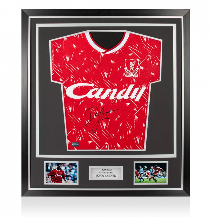 John Barnes Front Signed Liverpool 1989-91 Home Shirt In Classic Frame
