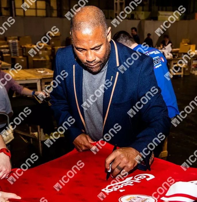 John Barnes Front Signed Liverpool 1996-98 Home Shirt In Hero Frame: Option 1