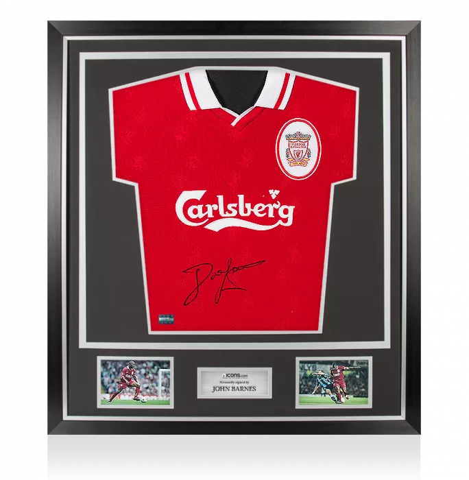 John Barnes Front Signed Liverpool 1996-98 Home Shirt In Classic Frame