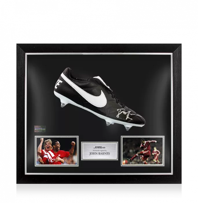 John Barnes Signed Black Nike Boot In Bubble Frame: Option 1