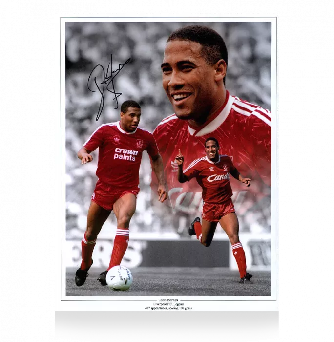 John Barnes Signed Liverpool Montage Photo: Anfield Legend