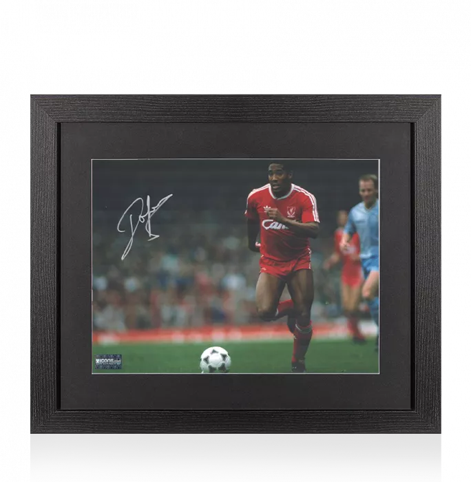 John Barnes Signed Liverpool Photo In Black Wooden Frame