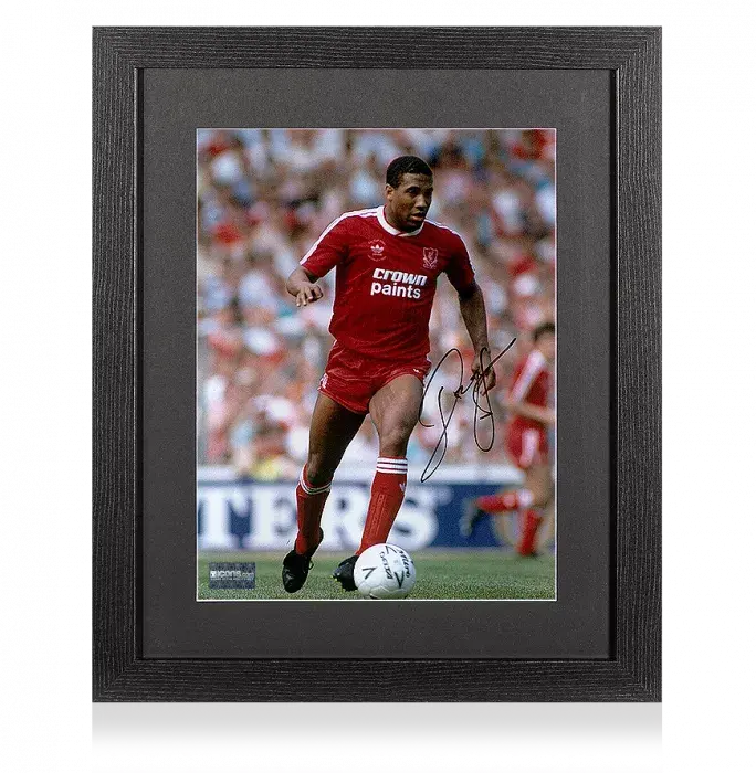 John Barnes Signed Liverpool Photo In Black Wooden Frame: Reds Legend