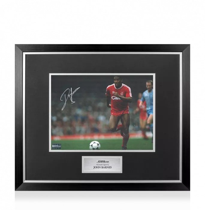 John Barnes Signed Liverpool Photo In Premium Photo Frame