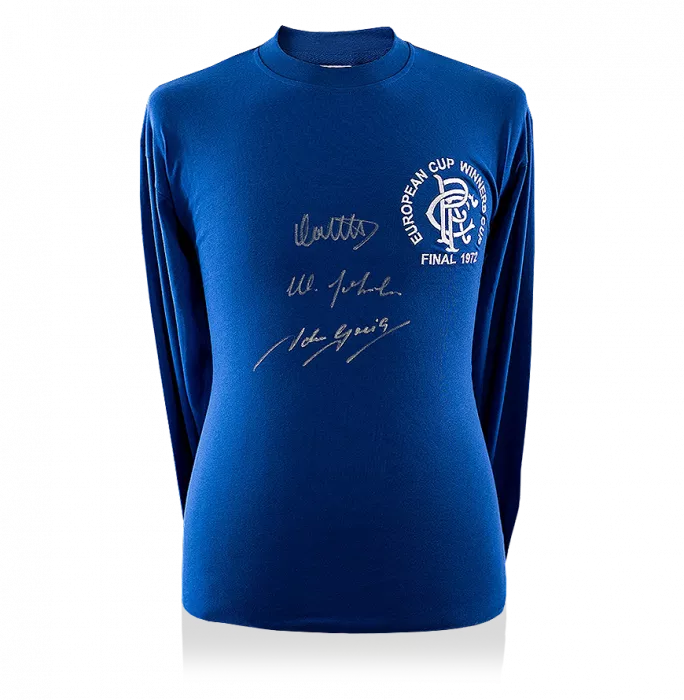 John Greig Colin Stein & Willie Johnston Signed Rangers Shirt: 1972 European Cup Winners' Cup Edition