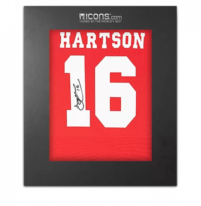 John Hartson Back Signed Arsenal Home Shirt In Deluxe Packaging