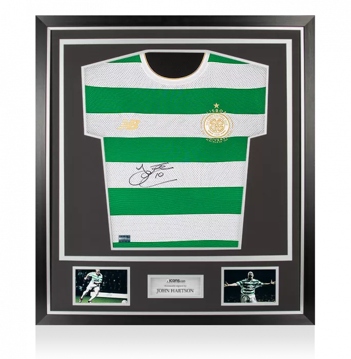 John Hartson Front Signed Modern Celtic Home Shirt In Classic Frame