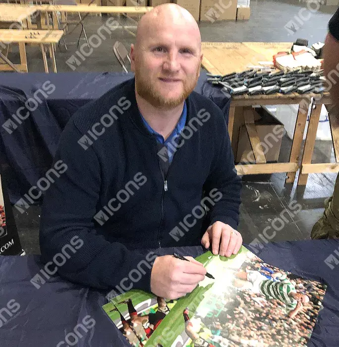 John Hartson Signed Celtic Photo In Black Wooden Frame: Glasgow Derby Winner