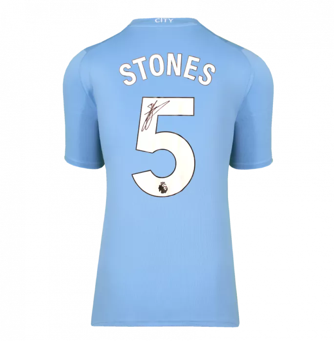 John Stones Back Signed Manchester City 2023-24 Home Shirt In Classic Frame