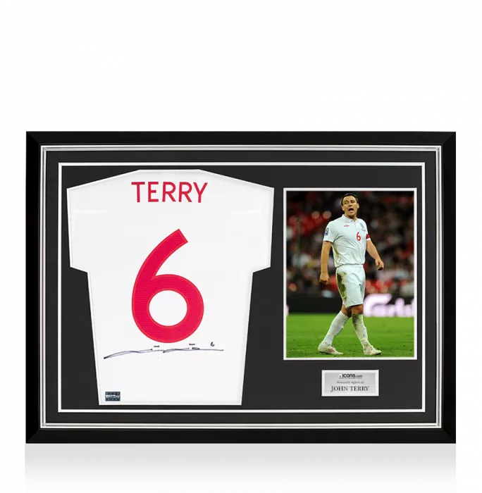 John Terry Back Signed England Home Shirt Home Shirt In Hero Frame: Option 1