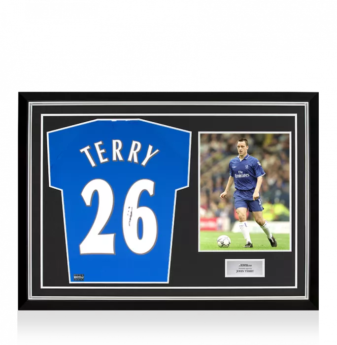 John Terry Chelsea FC Back Signed 1999-01 Home Shirt In Hero Frame: Option 1