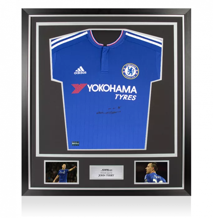 John Terry Front Signed Chelsea 2015-16 Home Shirt In Classic Frame