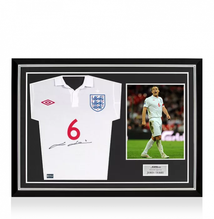 John Terry Front Signed England Home Shirt Home Shirt In Hero Frame: Option 1