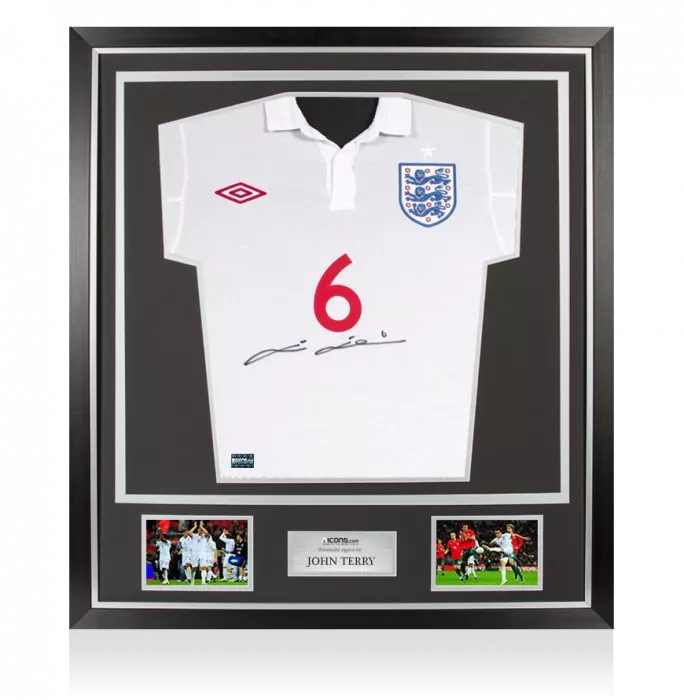 John Terry Front Signed England Home Shirt In Classic Frame