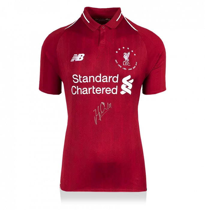 Jordan Henderson Front Signed Liverpool 2018-19 Home Shirt: Six Times Special Edition