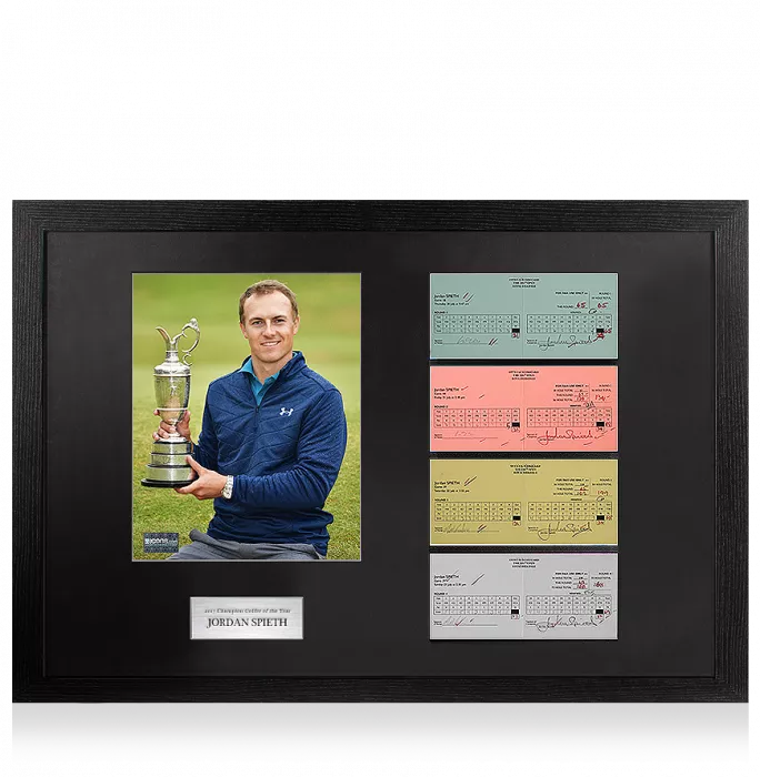 Jordan Spieth 2017 Royal Birkdale Open Scorecards In Champion Golfer Of The Year Frame