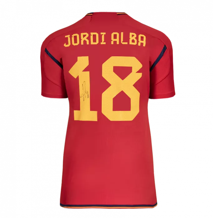 Jordi Alba Back Signed Spain 2022 Home Shirt In Classic Frame