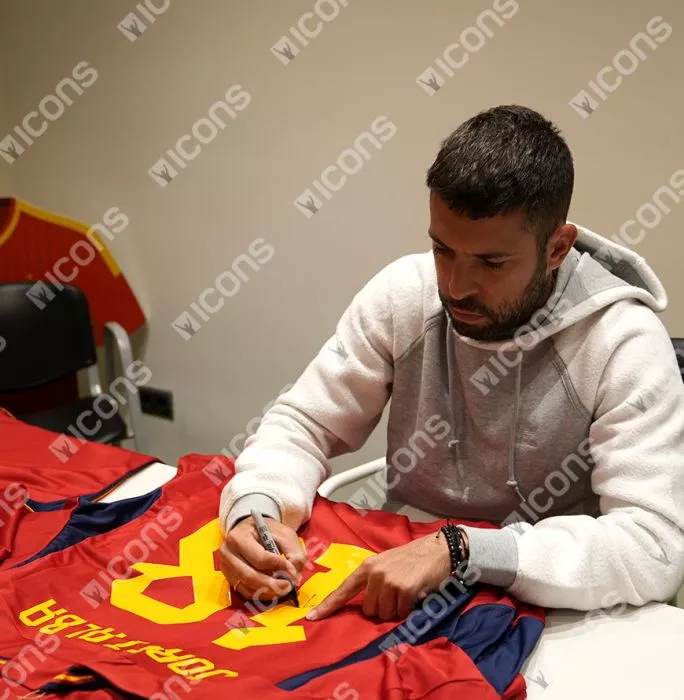 Jordi Alba Back Signed Spain 2022 Home Shirt In Classic Frame