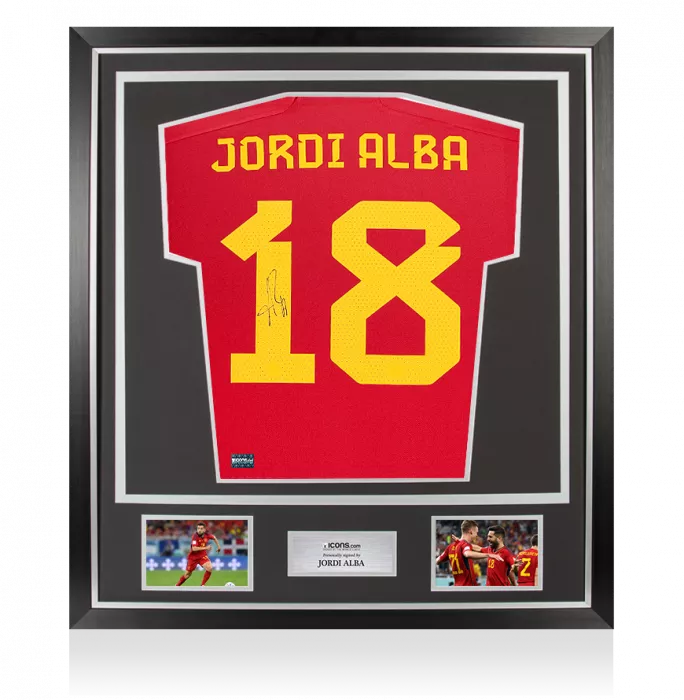 Jordi Alba Back Signed Spain 2022 Home Shirt In Classic Frame