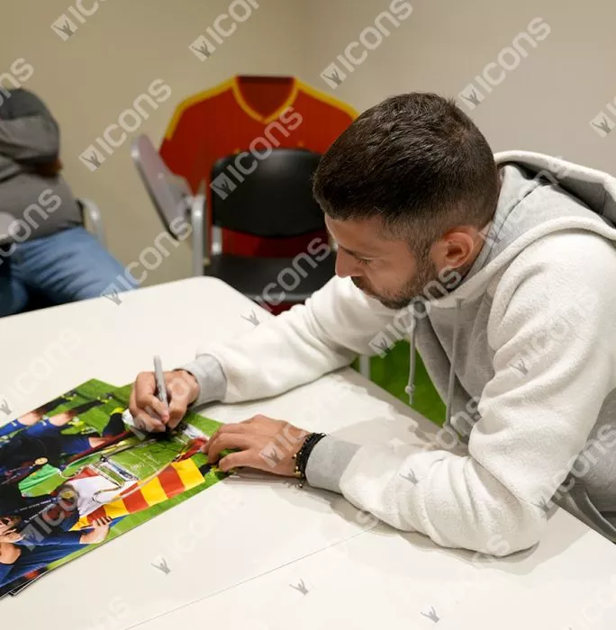 Jordi Alba Signed FC Barcelona Photo In Black Wooden Frame: 2015 UEFA Champions League Winner