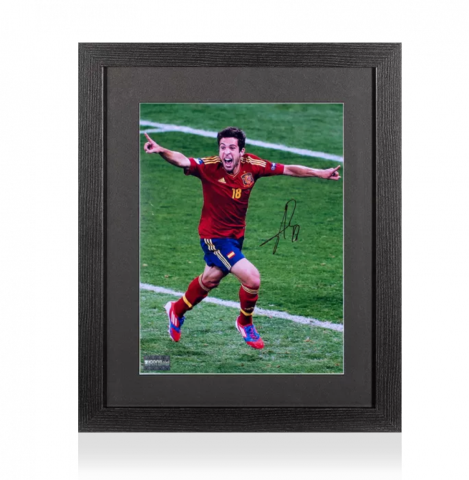 Jordi Alba Signed Spain Photo In Black Wooden Frame: UEFA EURO 2012 Final Goal