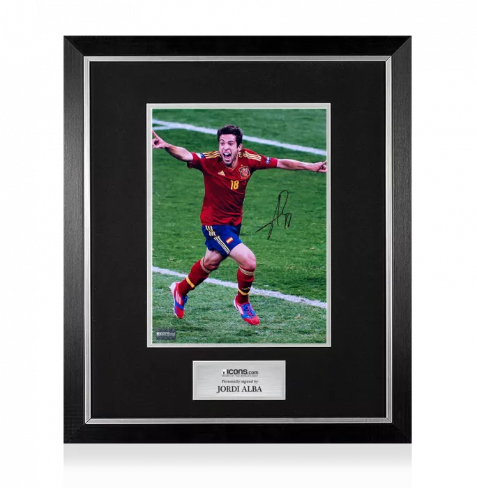 Jordi Alba Signed Spain Photo In Premium Photo Frame: UEFA EURO 2012 Final Goal