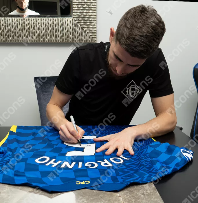 Jorginho Back Signed Chelsea 2021-22 Home Shirt In Hero Frame: Option 1