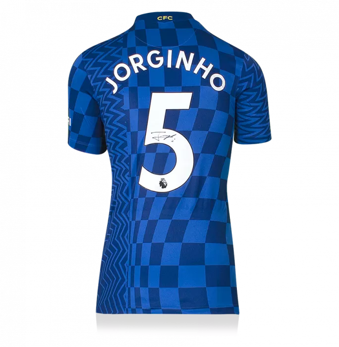 Jorginho Back Signed Chelsea 2021-22 Home Shirt In Classic Frame
