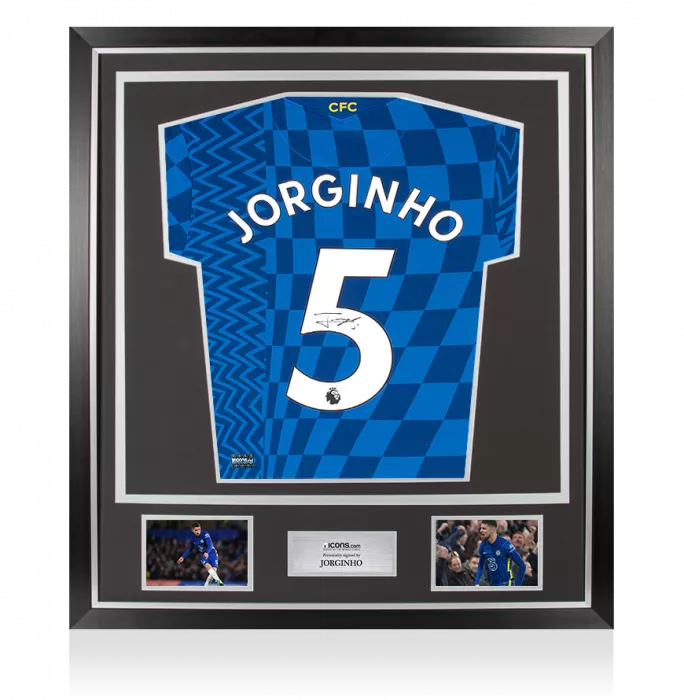 Jorginho Back Signed Chelsea 2021-22 Home Shirt In Classic Frame