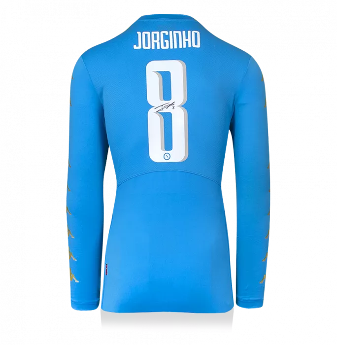 Jorginho Back Signed SSC Napoli 2016-17 Home Shirt In Classic Frame