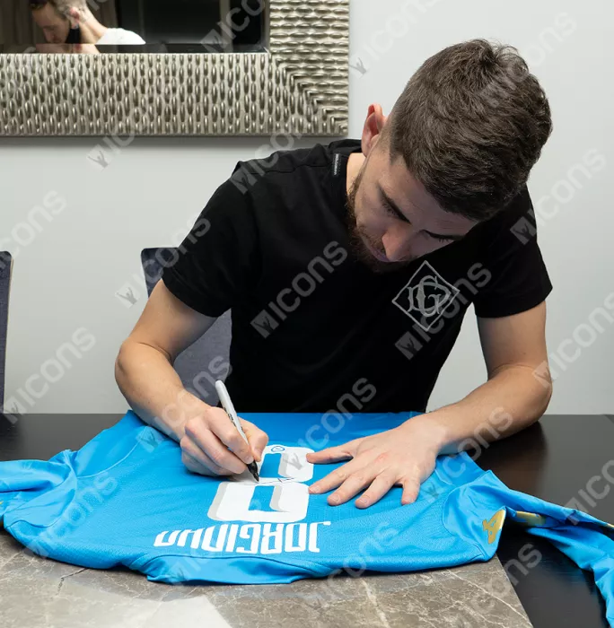 Jorginho Back Signed SSC Napoli 2016-17 Home Shirt In Hero Frame: Option 1