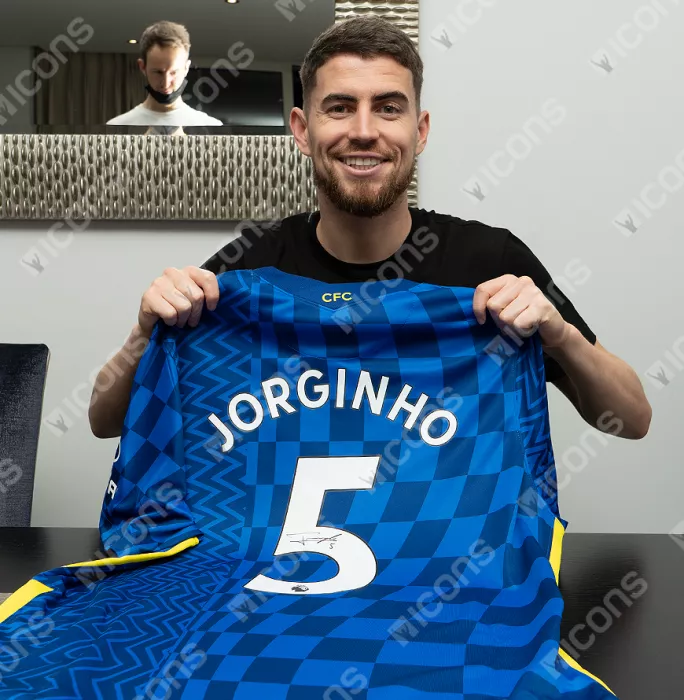 Jorginho Official Chelsea FC Signed And Framed 2021-22 Home Shirt