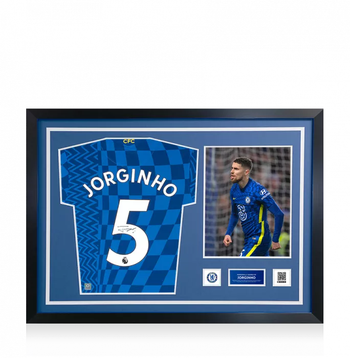 Jorginho Official Chelsea FC Signed and Framed 2021-22 Home Shirt