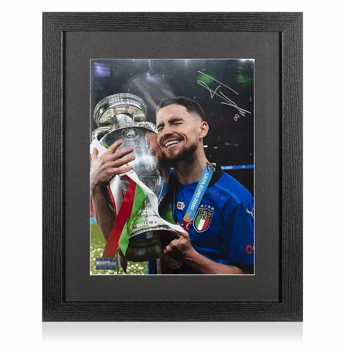 Jorginho Signed Italy Photo In Black Wooden Frame: UEFA EURO 2020 Winner
