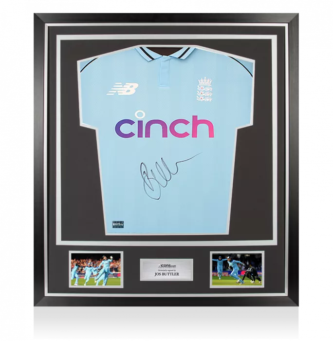 Jos Buttler Front Signed England One Day Cricket Shirt In Classic Frame
