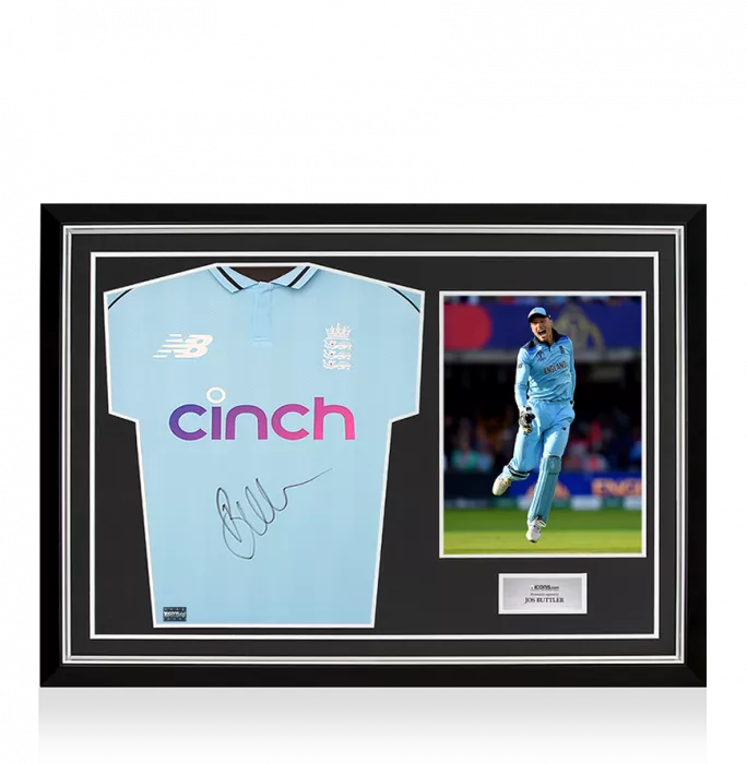 Jos Buttler Front Signed England One Day Cricket Shirt In Hero Frame: Option 1