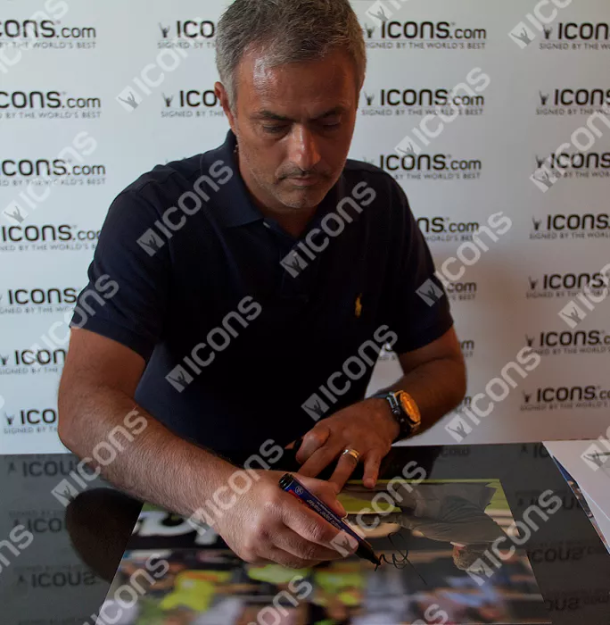 Jose Mourinho Signed Photo: UEFA Champions League Kneeslide Celebration