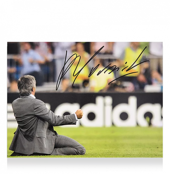 Jose Mourinho Signed Photo: UEFA Champions League Kneeslide Celebration
