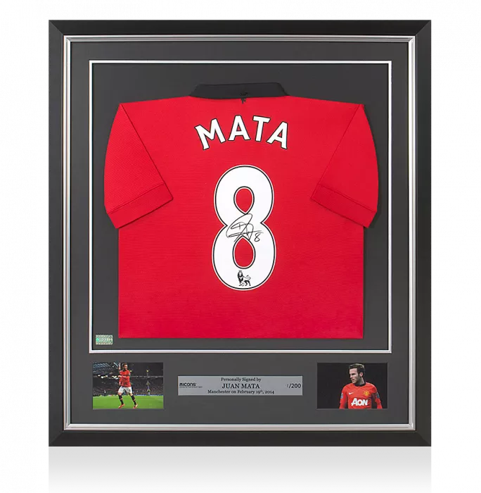 Juan Mata Back Signed And Framed Manchester United 2013-14 Home Shirt