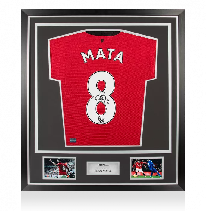 Juan Mata Back Signed Manchester United 2013-14 Home Shirt In Classic Frame