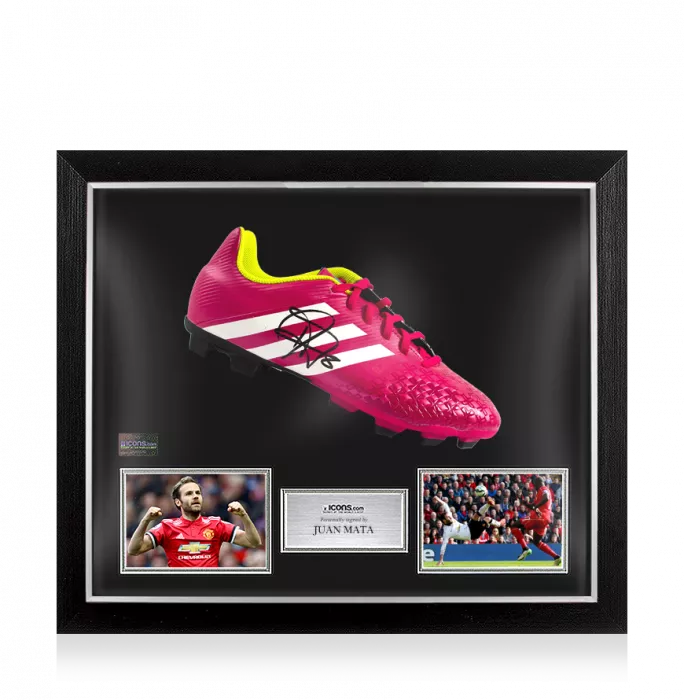 Juan Mata Signed Adidas Samba Predator Boot In Bubble Frame: Option 1