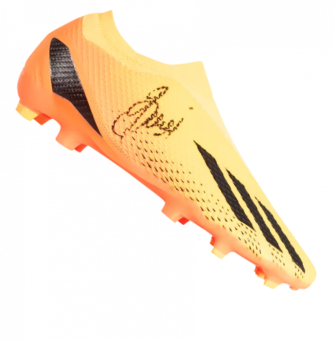 Juan Sebastian Veron Signed Orange Adidas Boot In Bubble Frame: Option 1